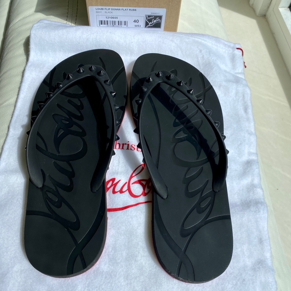 Genuine Christian Louboutin Loubi Donna Flat Rubb black size 40